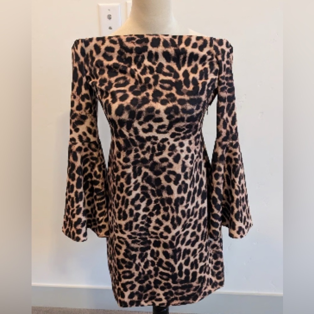 Vince Camuto leopard off shoulder dress